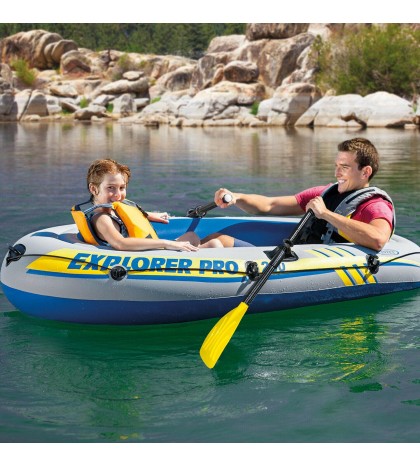 Inflatable Explorer Pro 200 Two Person Boat With Oars And Pump 77