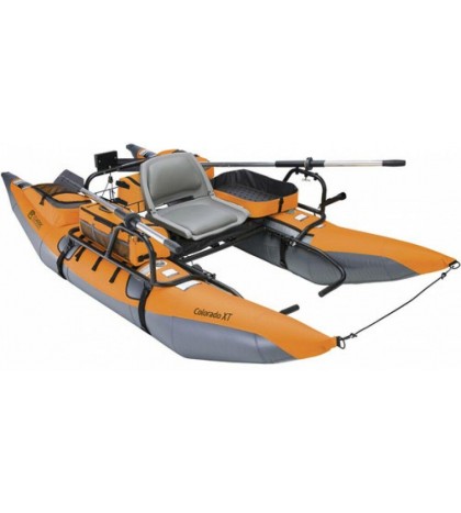 1-Person Inflatable Fishing Boat Pontoon XT Lake Water Raft Paddle Oars Orange