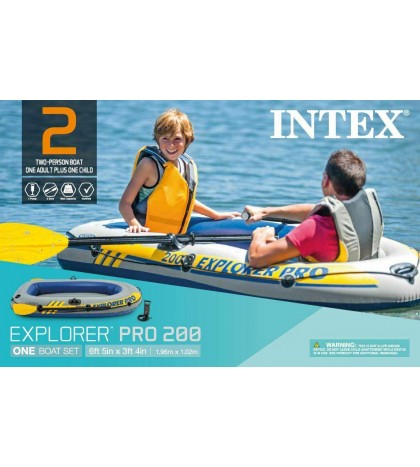 Intex Inflatable Explorer Pro 200 Two-Person Boat with Oars and Pump, 77