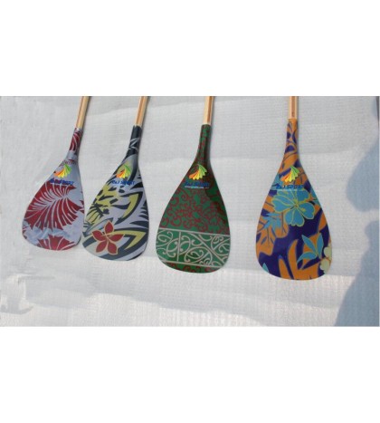 ZJ SPORT New Outrigger Canoe Paddle With Graphic Blade And Wood Bent Shaft