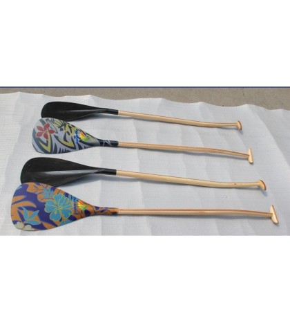 ZJ SPORT New Outrigger Canoe Paddle With Graphic Blade And Wood Bent Shaft