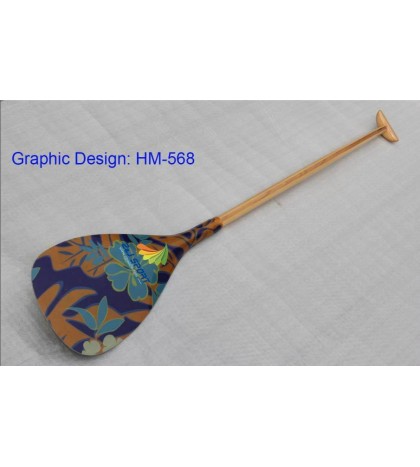 ZJ SPORT New Outrigger Canoe Paddle With Graphic Blade And Wood Bent Shaft