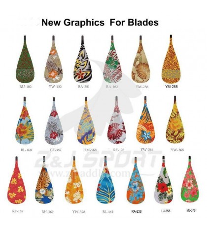 ZJ SPORT New Outrigger Canoe Paddle With Graphic Blade And Wood Bent Shaft