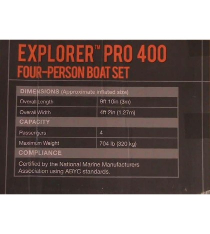 Intex Inflatable Explorer Pro 400 Four-Person Boat with Oars and Pump (58360WL)