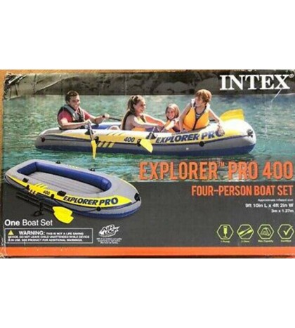 Intex Inflatable Explorer Pro 400 Four-Person Boat with Oars and Pump (58360WL)