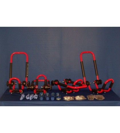 2 Sets Fire Engine REDFolding Roof Kayak J-Style Racks PK-KR FOLD RED2