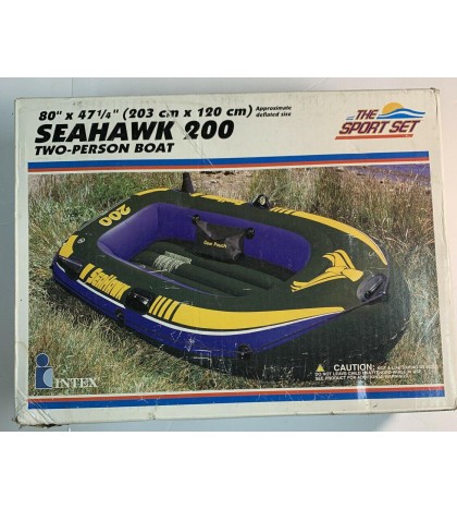 Vintage 2000 Intex Seahawk 200 2-Person Inflatable Boat & Coleman Pump New!