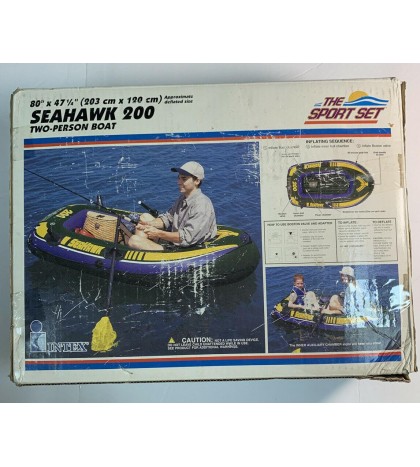 Vintage 2000 Intex Seahawk 200 2-Person Inflatable Boat & Coleman Pump New!