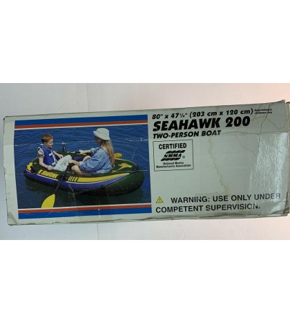 Vintage 2000 Intex Seahawk 200 2-Person Inflatable Boat & Coleman Pump New!