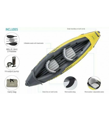 Intex Explorer K2 Kayak 2-Person Inflatable Kayak Set with Aluminum Oars & Pump