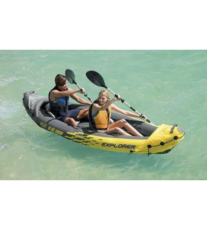 Intex Explorer K2 Kayak 2-Person Inflatable Kayak Set with Aluminum Oars & Pump