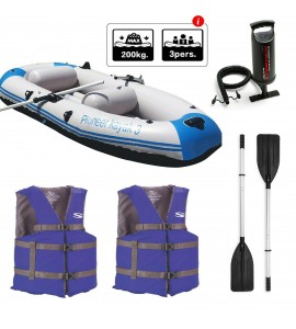 Inflatable Boat 2-3 Person with Aluminum Oars Cushion,Rope and Pump+2 Life Vest