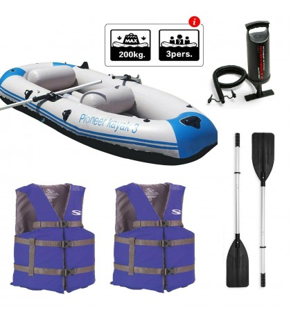 Inflatable Boat 2-3 Person with Aluminum Oars Cushion,Rope and Pump+2 Life Vest