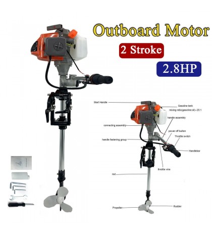 63CC Boat Engine 2 Stroke 2.8HP Outboard Motor Boat Engine W/ Air Cooling System