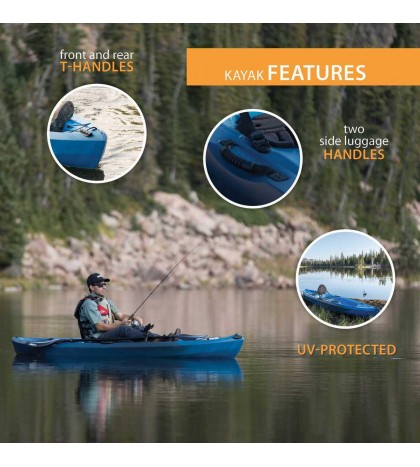 10 ft Angler Kayak with Paddle, Adjustable padded seat back, 275 Lbs Capacity