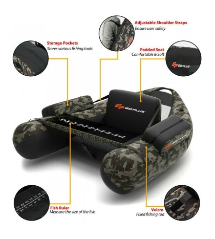 Fishing Kayak Boat Inflatable Kayak 1 Person Set Float Tube Hand Pump 350 Ibs