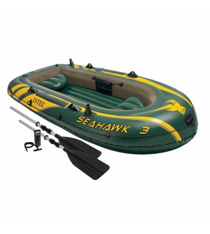 Intex 3 Person Boat Set w/ Aluminum Oars & Pump and Composite Boat Motor Mount