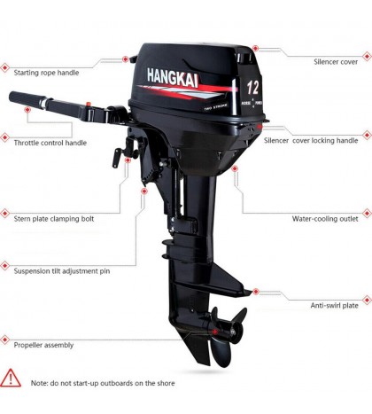 2/4 Stroke Outboard Motor Marine Boat Engine 3.5 HP-7 HP w/ Air/Water Cooling CE