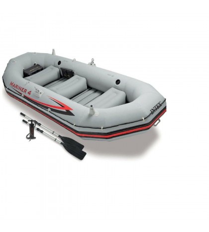 Intex Mariner Inflatable Boat Set 4 Person w/ Aluminum Oars, Pump +2 Life Vest