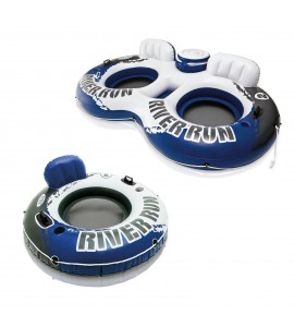 Intex River Run Inflatable 2 Person Pool Tube Float w/ Cooler + Single Float