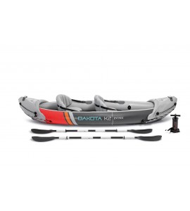 Intex Dakota K2 2 Person Vinyl Inflatable Kayak and Accessory Kit w/ Oars & Pump