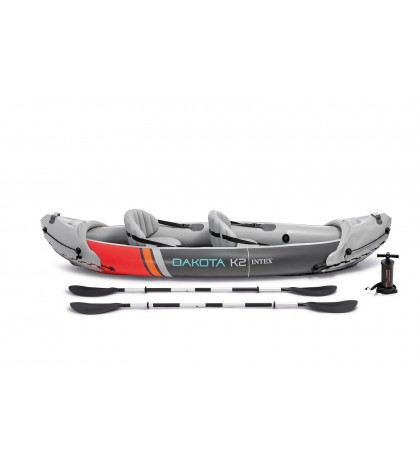 Intex Dakota K2 2 Person Vinyl Inflatable Kayak and Accessory Kit w/ Oars & Pump