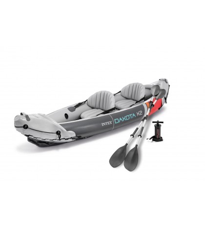 Intex Dakota K2 2 Person Vinyl Inflatable Kayak and Accessory Kit w/ Oars & Pump