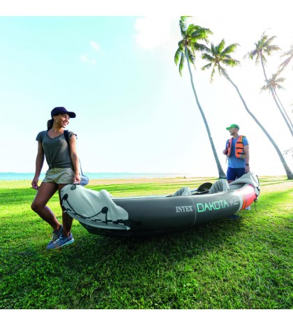 Intex Dakota K2 2 Person Vinyl Inflatable Kayak and Accessory Kit w/ Oars & Pump