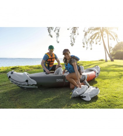 Intex Dakota K2 2 Person Vinyl Inflatable Kayak and Accessory Kit w/ Oars & Pump