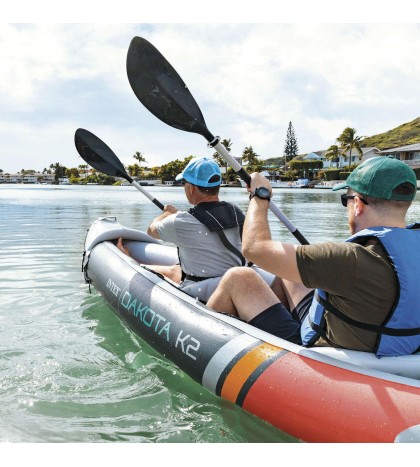 Intex Dakota K2 2 Person Vinyl Inflatable Kayak and Accessory Kit w/ Oars & Pump