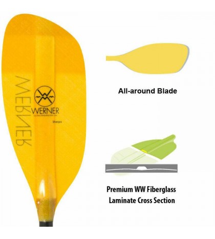 Werner Sherpa Fiberglass Bent Shaft Whitewater Kayak Paddle
