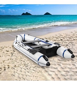 7.5FT/10FT PVC Inflatable Boat Raft Tender w/ Oar Aluminum Floor for Fishing