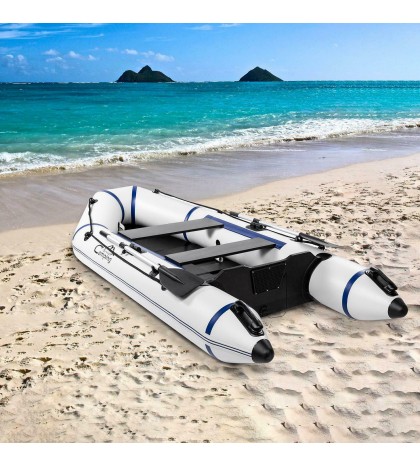 7.5FT/10FT PVC Inflatable Boat Raft Tender w/ Oar Aluminum Floor for Fishing