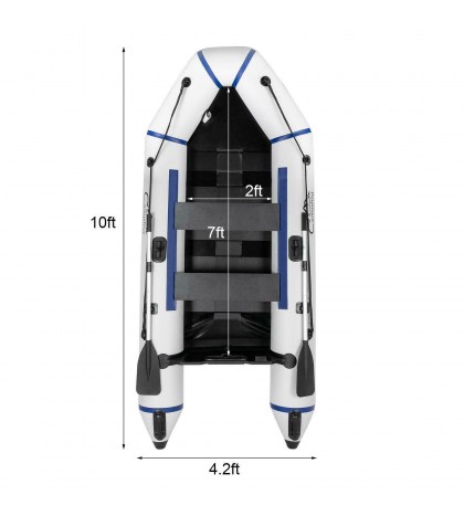 7.5FT/10FT PVC Inflatable Boat Raft Tender w/ Oar Aluminum Floor for Fishing