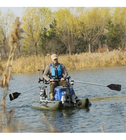 AQUOS New 7.5ft Pontoon Boat&Guardbar&Seat&Transom 55lbs motor for Fishing