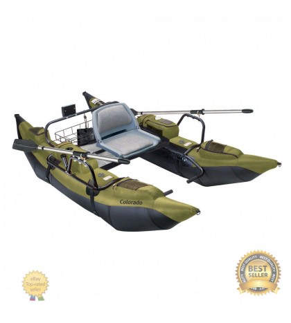 New Classic Accessories Colorado Pontoon Boat For Fishing W/ Storage, Green/Sage