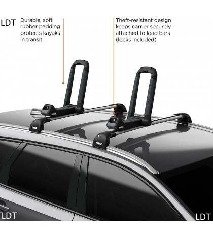 Thule Hull-A-Port Aero Rooftop Kayak Carrier, BLACK, 1 Kayak - NEW