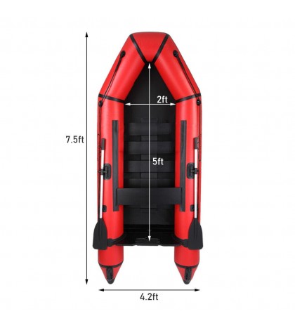 New 7.5ft Inflatable Water Sports Tender Rafting Fishing Dinghy Boat Black Red