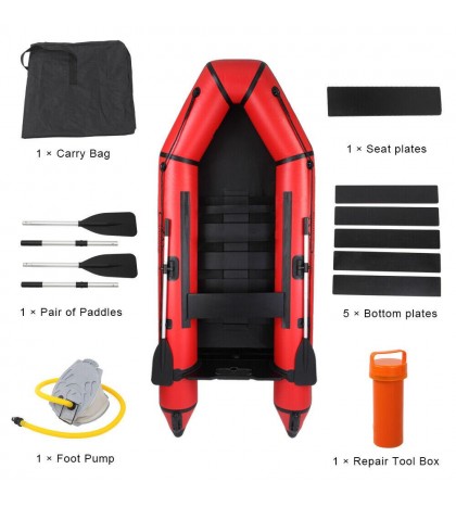 New 7.5ft Inflatable Water Sports Tender Rafting Fishing Dinghy Boat Black Red