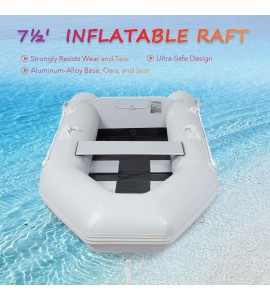 Portable 7.5' Inflatable Raft for Adults on Lakes More Outboard Motor Capable