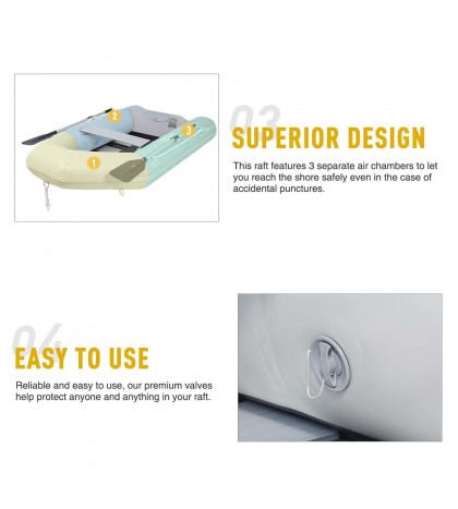 7.5FT PVC Inflatable Boat Raft Tender w/ Oar Aluminum Floor for Fishing