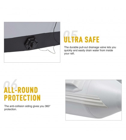 7.5FT PVC Inflatable Boat Raft Tender w/ Oar Aluminum Floor for Fishing