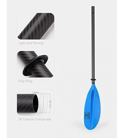 Kayak Paddle 230CM/90.5 Inches Premium Carbon Shaft Kayaking Boating Oar blue