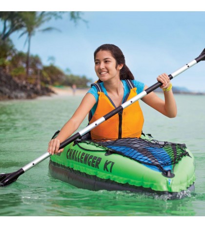 Intex Challenger K1 1-Person Inflatable Sporty Kayak w/ Oars And Pump (3 Pack)