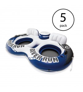 Intex River Run II Inflatable 2 Person Pool Tube Float w/ Cooler (5 Pack)