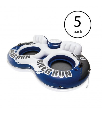 Intex River Run II Inflatable 2 Person Pool Tube Float w/ Cooler (5 Pack)
