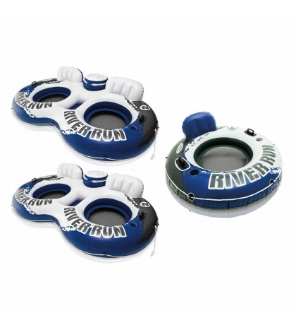Intex River Run II Inflatable 2 Person Float (2 Pack) + Single River Run Tube