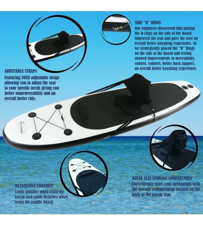 Blue Water 10ft Inflatable Stand Up Paddle Board And Kayak Set 2 in 1 SUP+Kayak