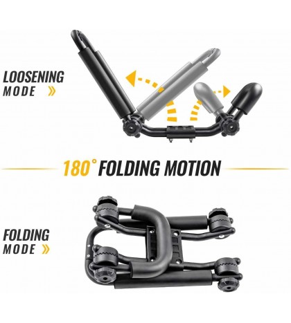 2 Pairs Universal Double Folding Kayak Rack Roof top Carrier Boat J-Bar Rack