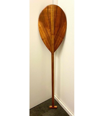 Slightly Curly Koa Paddle with T-handle - Hawaiian Outrigger Canoe Paddling